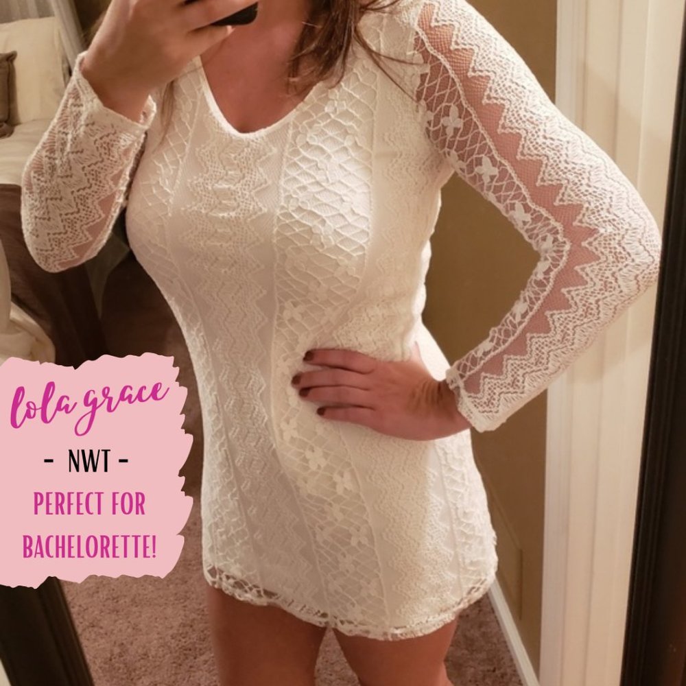 White lace dress - great for bachelorette